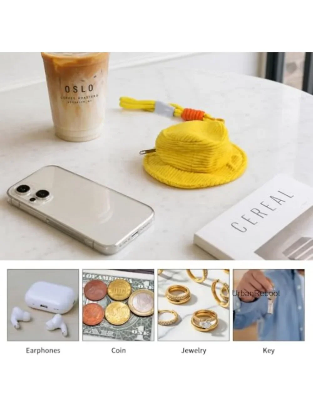 Corduroy Hat Coin Purse Keychain Zipper Pouch Mini Bag